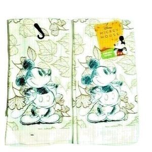 Mickey Mouse Cartoon Sketch Kitchen Towels 2-Piece Fall Leaves Gift NEW